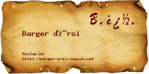 Barger Örsi névjegykártya